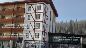 Chalets I, josta yhdyskäytävä Lapland Hotels Ylläs Saagan vastaanottoon.