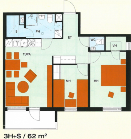 4+2 henkilölle, 62 m2 - A 201